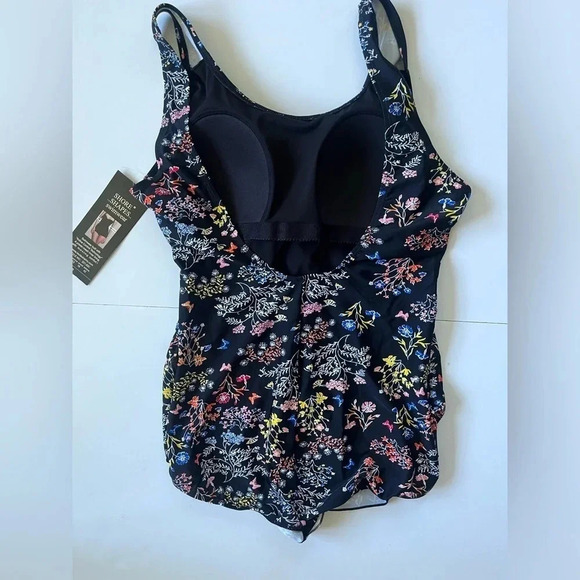 NWT Black Floral Shore Shapes Swim Dress Women Size 12 - Picture 5 of 7